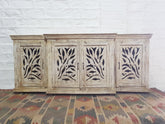 French Arched Hand Carved Indian Solid Wood Long Buffet Sideboard